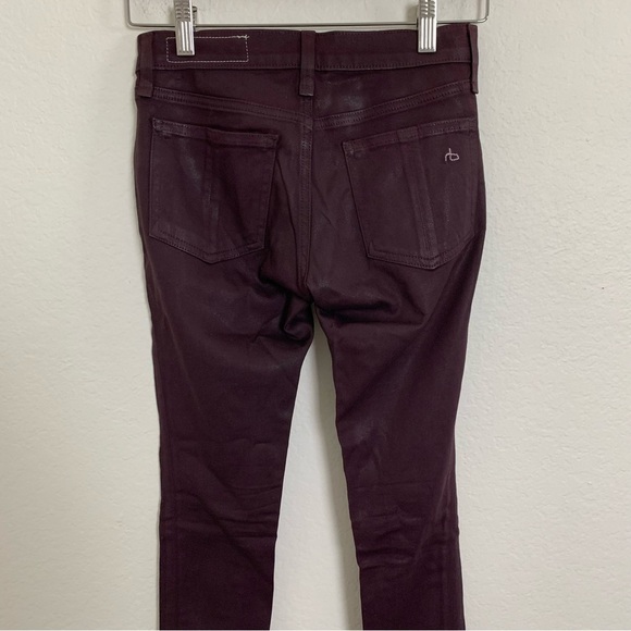 Rag & Bone Jeans Leggings Coated Womens 23 Wine Skinny Burgundy Waxed Denim - Picture 13 of 13